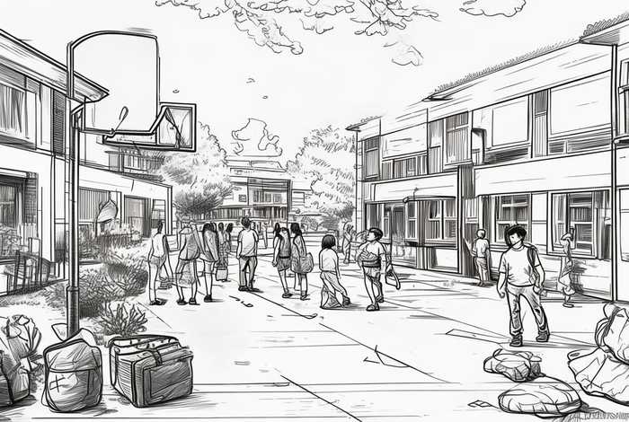 初中校园生活图片；初中校园生活图片简笔画