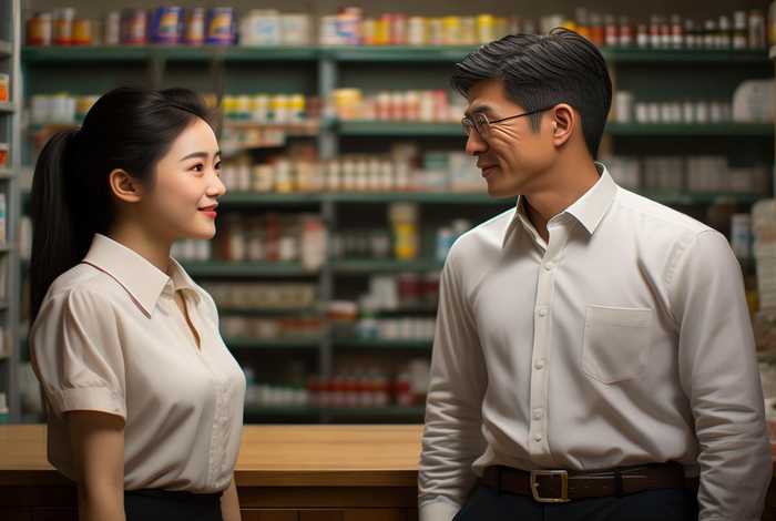 芳芳和老板邓龙的故事、方方和老板邓龙在药店的