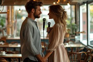 夫妻对唱式秀恩爱拍照姿势图，适合夫妻对唱的流行歌曲