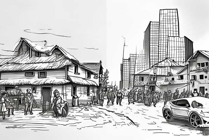 过去和现在生活方式的变化；过去和现在生活方式的变化简笔画