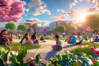 多彩的校园生活绘画图片；多彩的校园生活绘画图片简单