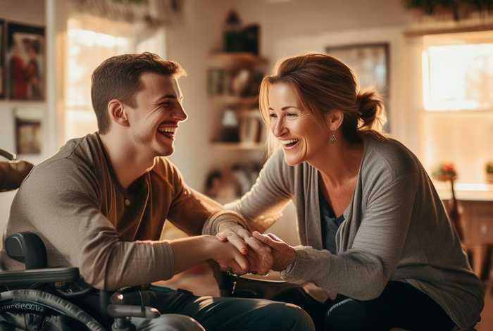 残疾儿子和母亲一起生活、一个残疾小伙跟母亲一起