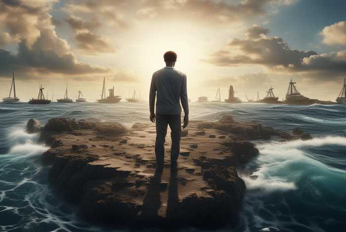 黑人仍生活在物质充裕的海洋中一个穷困的孤岛上；一百年后的今天,黑人仍生活在