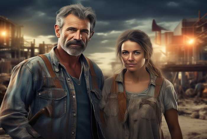 工地夫妻图片高清、夫妻工地打工图片