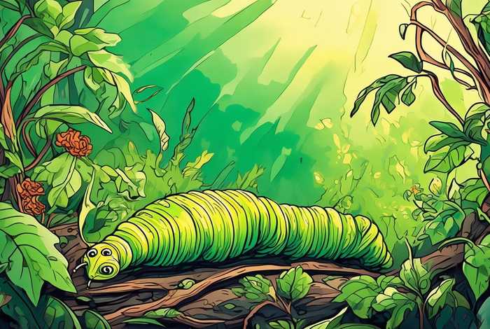 毛毛虫生活在哪里简笔画、毛毛虫生活环境简笔画