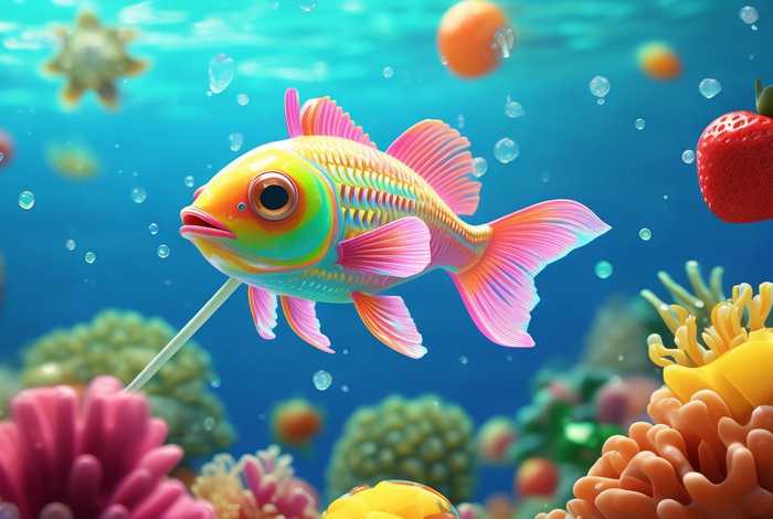 泡泡鱼的美丽生活水果味棒棒糖、泡泡鱼美食