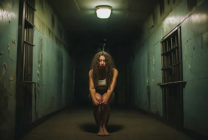 女囚犯赤着脚手脚戴上；女囚犯赤着脚手脚戴上视频