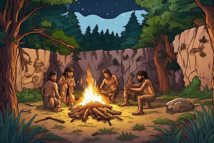 生活场景简笔画（原始人生活场景简笔画）