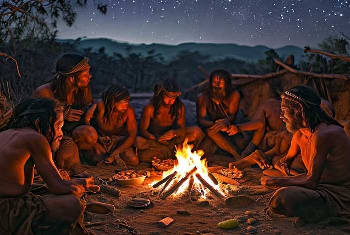 生活场景图、半坡人生活场景图