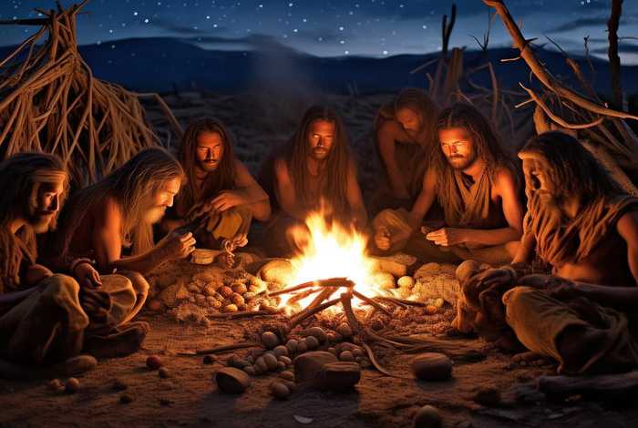 生活场景图、半坡人生活场景图