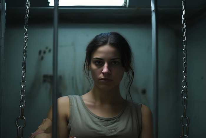 女囚犯戴脚链被吊着还那么拽（戴脚链的囚犯）