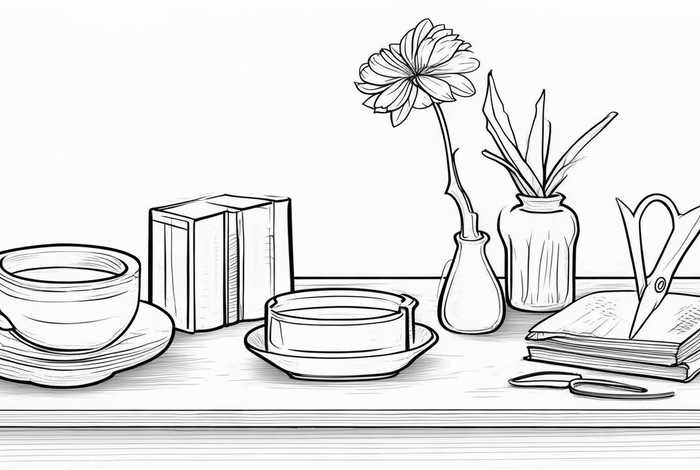 生活用品静物线描图片；生活用品静物线描图片简单