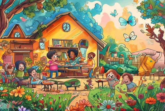 手绘幸福生活图；手绘幸福生活图片素材