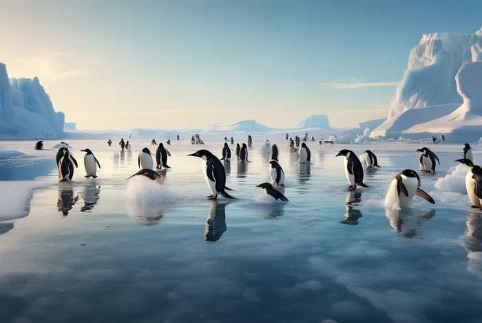 企鹅生活在什么地方图片、企鹅生活在什么的什么地方