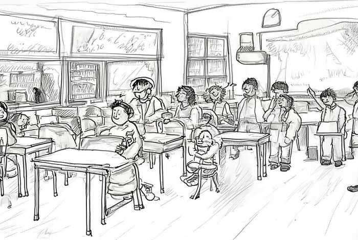 生活简笔画；初中生活简笔画