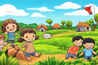 农村生活儿童绘画（农村生活儿童绘画图片）