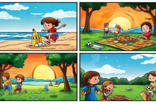 描述暑假生活的四格漫画，描述暑假生活的四格漫画图片