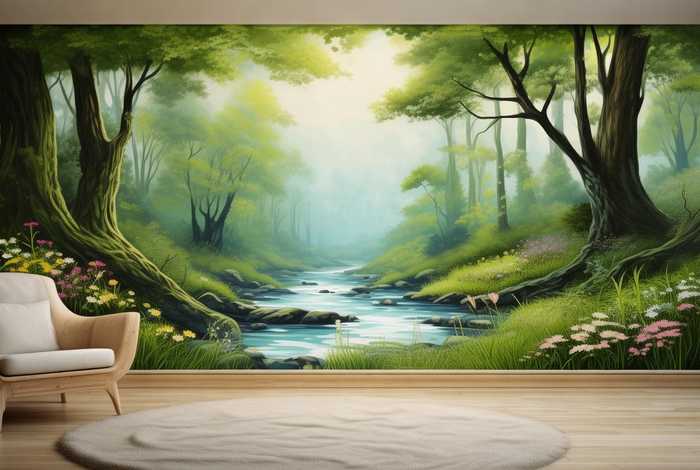 森系生活墙绘；森系生活墙绘图片大全