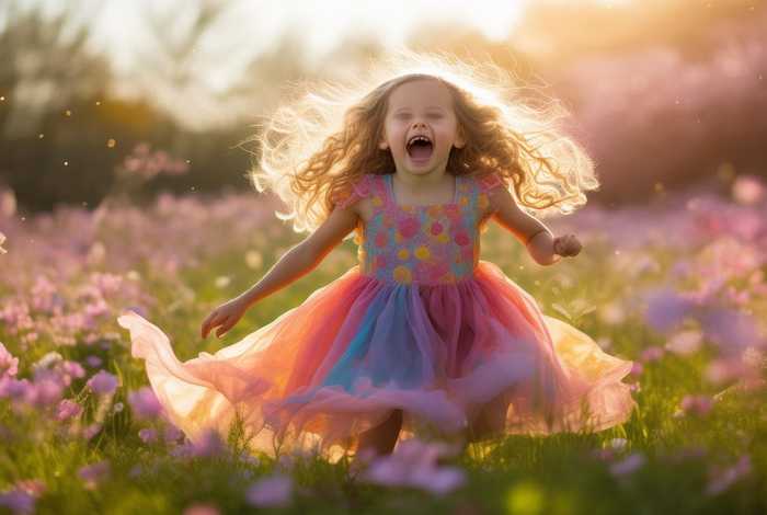 生活在春天里的小女孩、生活在春天里的小女孩图片