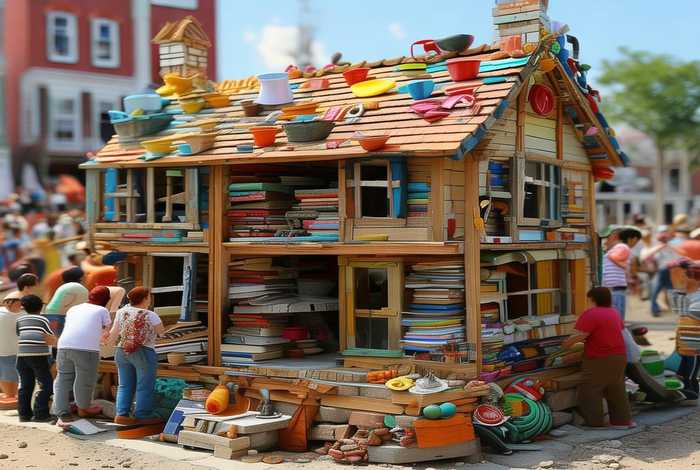 生活盖浇作品；生活盖房子