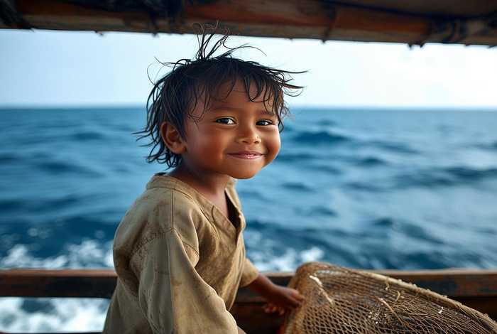 生活在海上的民族的小孩 生活在海上的民族的小孩图片