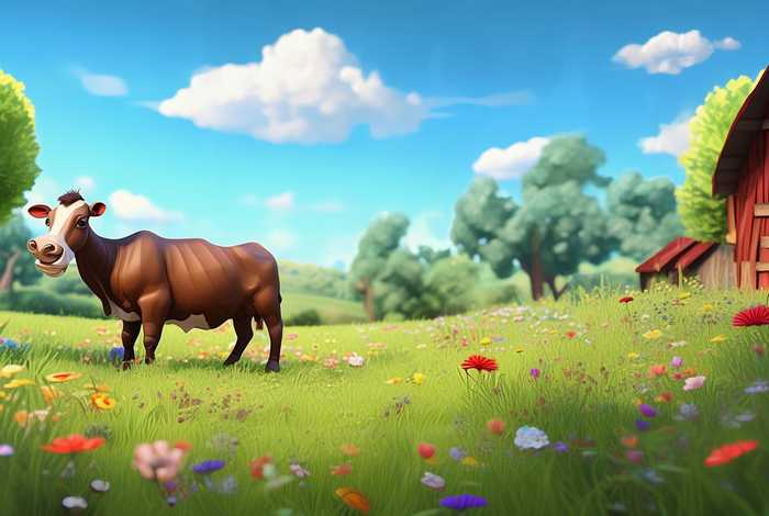 奶牛生活环境卡通；奶牛生活环境卡通画图片