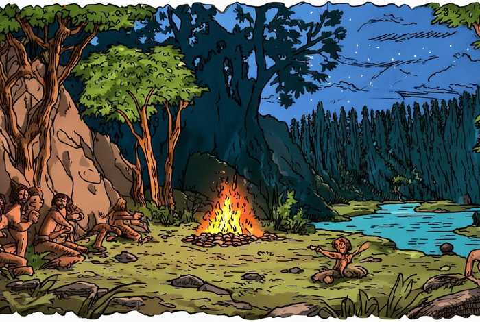 生活场景简笔画（原始人生活场景简笔画）