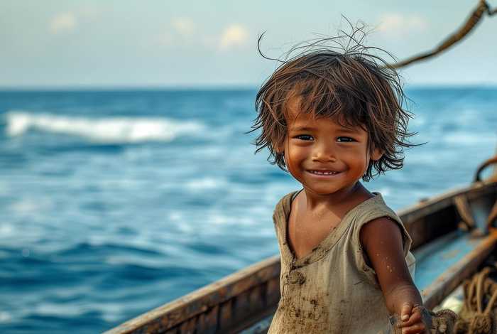 生活在海上的民族的小孩 生活在海上的民族的小孩图片