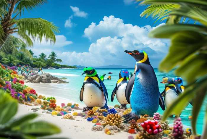 生活在热带的企鹅图片 - 生活在热带的企鹅图片高清