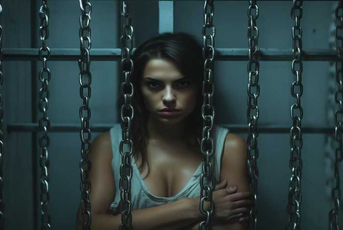 女囚犯戴脚链被吊着还那么拽（戴脚链的囚犯）