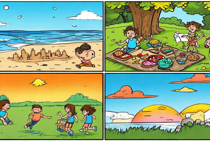 描述暑假生活的四格漫画，描述暑假生活的四格漫画图片
