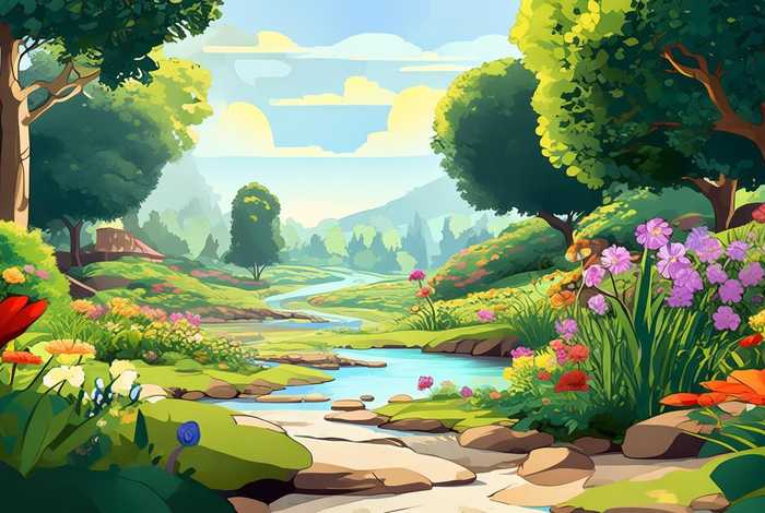 优美的生活环境简笔画、优美的生活环境简笔画颜色