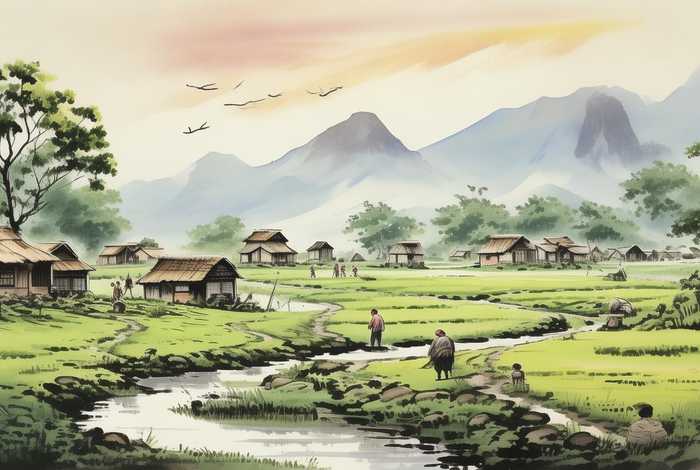 五六十年代的农村生活视频（五六十年代的农村生活国画图片）