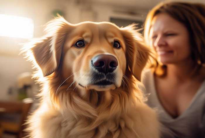 宠物狗与人合照图片；宠物狗与主人合照图片