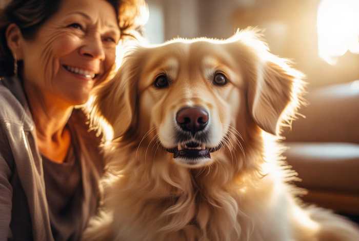 宠物狗与人合照图片；宠物狗与主人合照图片