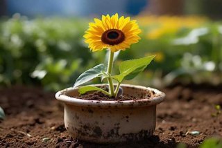 宠物鼠去世埋花盆开出向日葵；仓鼠死后被主人埋了一年之后长出了向日葵