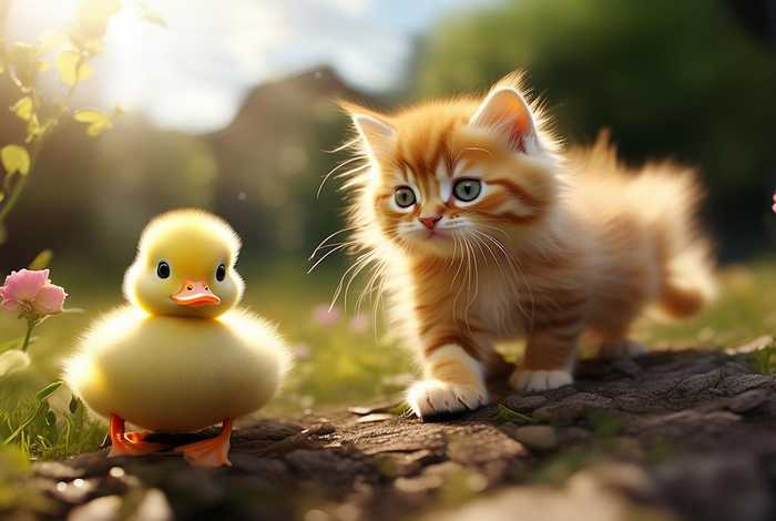 宠物小猫小鸭(宠物小猫小鸭子图片) 宠物小猫小鸭(宠物小猫小鸭子图片)