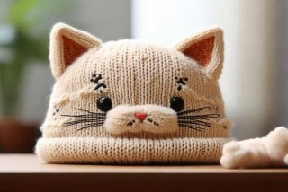 宠物小猫毛线帽子编织教程、猫咪毛线帽子编织教程