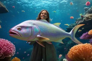 女子500斤养大鱼当宠物；五百斤大鱼