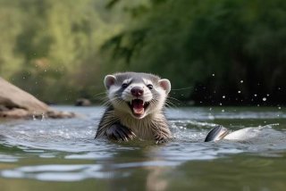 宠物貂捕鱼；宠物貂捕鱼视频