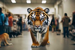 宠物领养中心 宠物领养中心闯进了东北虎