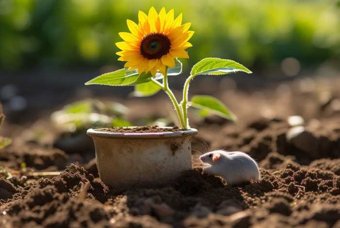 宠物鼠去世埋花盆开出向日葵；仓鼠死后被主人埋了一年之后长出了向日葵