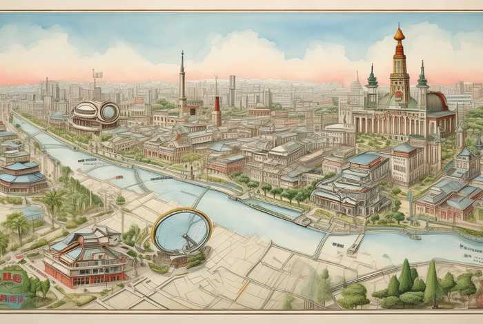 天津旅行路线手抄报横版，天津旅游路线手绘高清