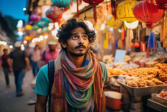 印度旅行者；印度旅行者逛兰州夜市