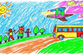 一起去旅行图片儿童画；一起去旅行图片儿童画简单