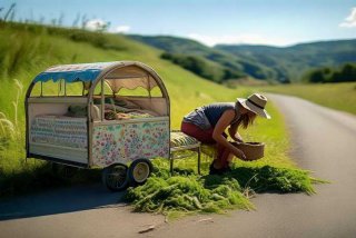 带床去旅行摘路边野菜，公路边的野菜