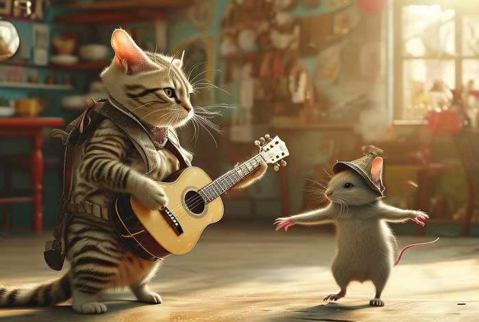 旅行吉他谱摇滚猫、旅行吉他谱摇滚猫和老鼠