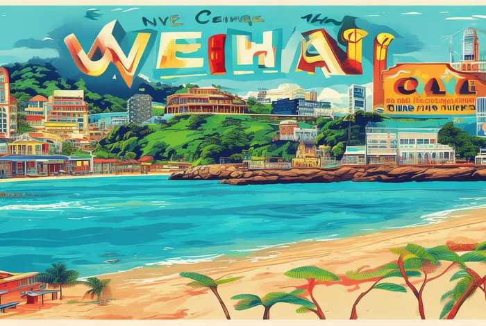 威海旅行地图；威海旅行地图要求色彩艳丽排版美观分享我们的暑假游记