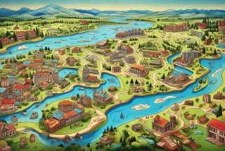 旅行地图简笔画 - 旅行地图简笔画彩色