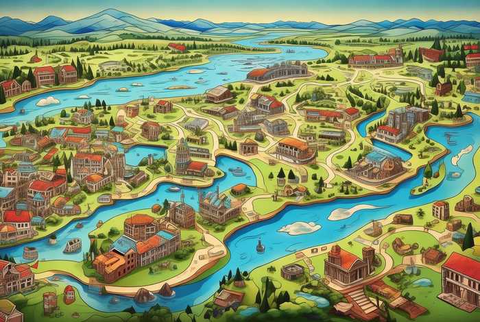 旅行地图简笔画 - 旅行地图简笔画彩色